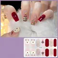 Detailed view of Christmas gel nail stickers with reindeer and tree patterns - CS445