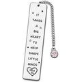 Marque-page en acier argenté avec strass rose et message de remerciement gravé - Strass Irisé Rose