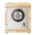 Single watch winder in light wood grain finish with transparent glass cover and white interior - 1 Slot / Oak Grain & Cream Velvet