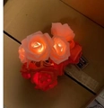 Pink rose flower LED string lights with warm glowing petals for romantic decoration - Pink And Red