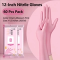 Pink 12-inch nitrile gloves in M size, 60 count pack for kitchen and home protection - 60 Pieces Of 12-inch Size L Pink