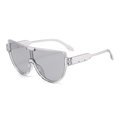 Modern oversized shield sunglasses with transparent frames and dark grey tinted lenses - Translucent Grey Frame Light Grey Lens