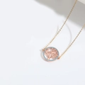 Collana Albero della Vita oro rosa con perle blu turchese e cristalli bianchi brillanti - Albero della vita rosa