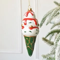 Ice cream cone Christmas ornament with red swirls and green sprinkles for tree decor - 6.4*7*17.8cm