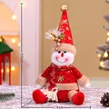 Christmas snowman plush doll with sequined red hat and scarf, 33cm height sitting ornament - Sitting Snowman