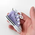 Mini canvas sneaker keychain in light purple with white laces and metal ring - Light Purple