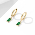 Retro vergoldete Creolen mit rechteckigen smaragdgrünen Zirkonia-Steinen für Damen - Gold + Grüner Zirkon