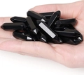 Close-up of polished black obsidian hexagonal double point crystal columns held in hand - Pendant Only (Black Agate) / Double Terminated Hexagonal Prism Loose Stone