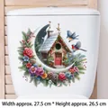 Adesivo murale rimovibile con casetta di Natale e luna per decoro bagno 27,5x26,5cm - Uccello Auspicatizio - Stile 02