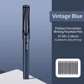 Stylo-plume ergonomique bleu vintage avec plume EF 0,38mm et 10 cartouches d'encre - Bleu Rétro (Comprend 10 Cartouches)
