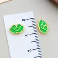 Perles cloisonnées nuage vert avec bords dorés pour bijoux DIY, taille environ 1,2 cm - Petit (22427)