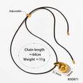 Collier minimaliste en cordon ciré réglable avec un pendentif goutte d'eau doré poli - Petit Style de Goutte d'Eau (KDD871) / Doré