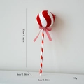 Red and white spiral glitter lollipop Christmas tree ornament with striped bow 23cm - Large Ball Candy Ornament
