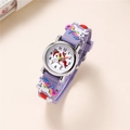 Purple unicorn cartoon kids watch with flexible silicone strap and analog numeric dial - Purple