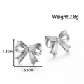 Elegant silver bow stud earrings made of stainless steel with dimensions and weight specs - YE-093 / Silver