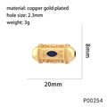 Détail de perle plaquée or 18K avec œil en émail bleu et gravure Positive Courage - Perle Cylindrique Courage Émail Bleu(P00254)