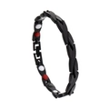 Dettaglio del bracciale magnetico nero con inserti di pietre curative rosse e bianche - Nero