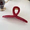 Minimalist red oversized 15cm shark hair clip with glossy finish and gold spring hinge - Hanger (Approx 15cm) / China Red