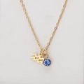 Wassermann Sternzeichen Kette in Gold mit blauem Edelstein-Anhänger und Wellen-Symbol - Gold-Wassermann