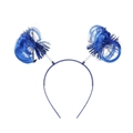 Blue party headband with sparkling tinsel pom poms for festive celebration hair accessories - Royal Blue