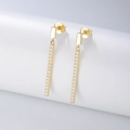 Elegante S925 Silber lange Quasten-Ohrhänger mit funkelnder Zirkonia-Reihe in Goldoptik - 925er Silber / Gold