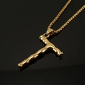 Hip-hop 18K gold plated stainless steel letter T pendant necklace for men - Gold Letter T Pendant