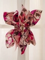 Pink floral fabric bow hair claw clip with golden metal accents for women - Colorful Claw Clip (Pink Floral)