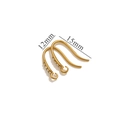 Golden stainless steel earring hooks with small white zircon and bottom loop, 15x12mm size - Style 3 / Gold