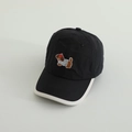 Detalle del bordado de perro de dibujos animados en la gorra de béisbol de contraste - Niños 3-10 Años 50-54CM / Negro