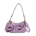 Lavender purple three-in-one underarm bag with removable logo webbing strap and coin purse - Purple