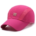 Quick-dry breathable baseball cap in rose pink with side mesh panels for summer sports - Adjustable / Rose Red