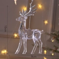 Transparent Christmas reindeer ornament with silver glitter accents, size 15cm by 9cm - Crystal Reindeer