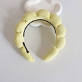 Plush yellow cloud headband with non-slip inner comb and soft padded sponge design - Yellow With Non-Slip Strip