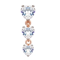 Elegant rose gold navel ring featuring three stacked sparkling heart-shaped zircons - Style 12