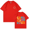T-shirt rouge oversize pour hommes et femmes avec imprimé Cool Dads Club sur le devant et dos - XS / Style Cool Dads Club / Rouge