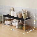 Kitchen countertop double-tier storage rack in white and black metal 50.7cm length - 50cm White Frame + Black Board
