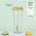 Matcha green 880ml Tritan straw cup for bubble tea with retractable large bore straw - Matcha Green