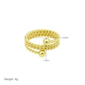 Detail showing 23mm width and 13mm height dimensions of the gold braided open ring - Adjustable Open / Multi-layer Woven Beads Style (DR240539-G)