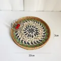 Detail of 30cm handmade rattan tray with spiral mosaic shell pattern for home decor - Turkey / Small 30*3cm