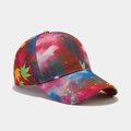 Detail of baseball cap showing galaxy nebula print and colorful maple leaf patterns - Adjustable / Nebula Galaxy Colorful Maple Leaf (3#色)