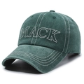 Berretto da baseball in cotone lavato verde scuro con ricamo Mack in stile vintage - Regolabile / Verde Militare