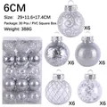 30-piece silver 6cm Christmas ball set with five textured finishes in a PVC box - 30 Pieces Set (6cm) / Silver