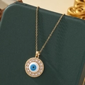 Collier en acier titane doré avec un pendentif œil de démon serti de cristaux - A27-or