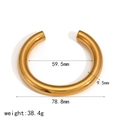 Gepolijste 18k gouden holle manchetarmband met afmetingen en 59,5 mm binnendiameter - Open Verdikte Spiegelstijl / 18K Verguld (TB7127-G)