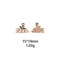 Detailed front and back view of a 15x19mm gold Noel Christmas alloy charm with holly design - Style 24-NOEL Letter Pendant