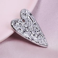 Colgante de corazón de acero inoxidable 304 plateado con textura de lava para joyas DIY - Plateado