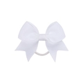 Classic white grosgrain ribbon swallowtail bow hair tie with elastic rope - White (18)