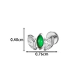 Titanium labret stud featuring green and clear marquise gems in silver finish - 5# Silver (Dark Green)