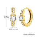 Detail view of gold stainless steel huggie earrings with multiple pavé-set zircons - Pave Zirconia Row Style (EH-717G)