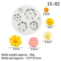 Daisy and sunflower silicone mold with 6 cavities for fondant chocolate flower decorations - 4# (15-82) / Gray